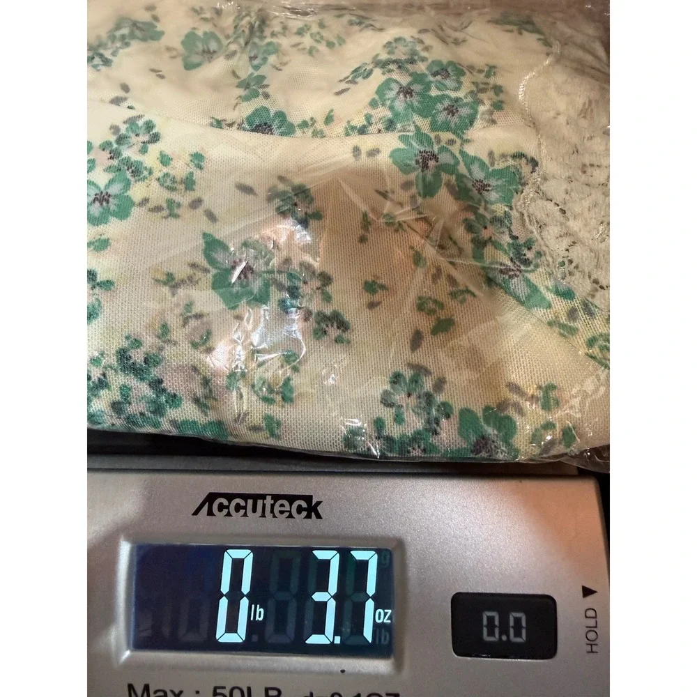 La Peche Floral Babydoll Camisole Womens Medium Cream Green Lace Trim Mesh - Picture 9 of 9